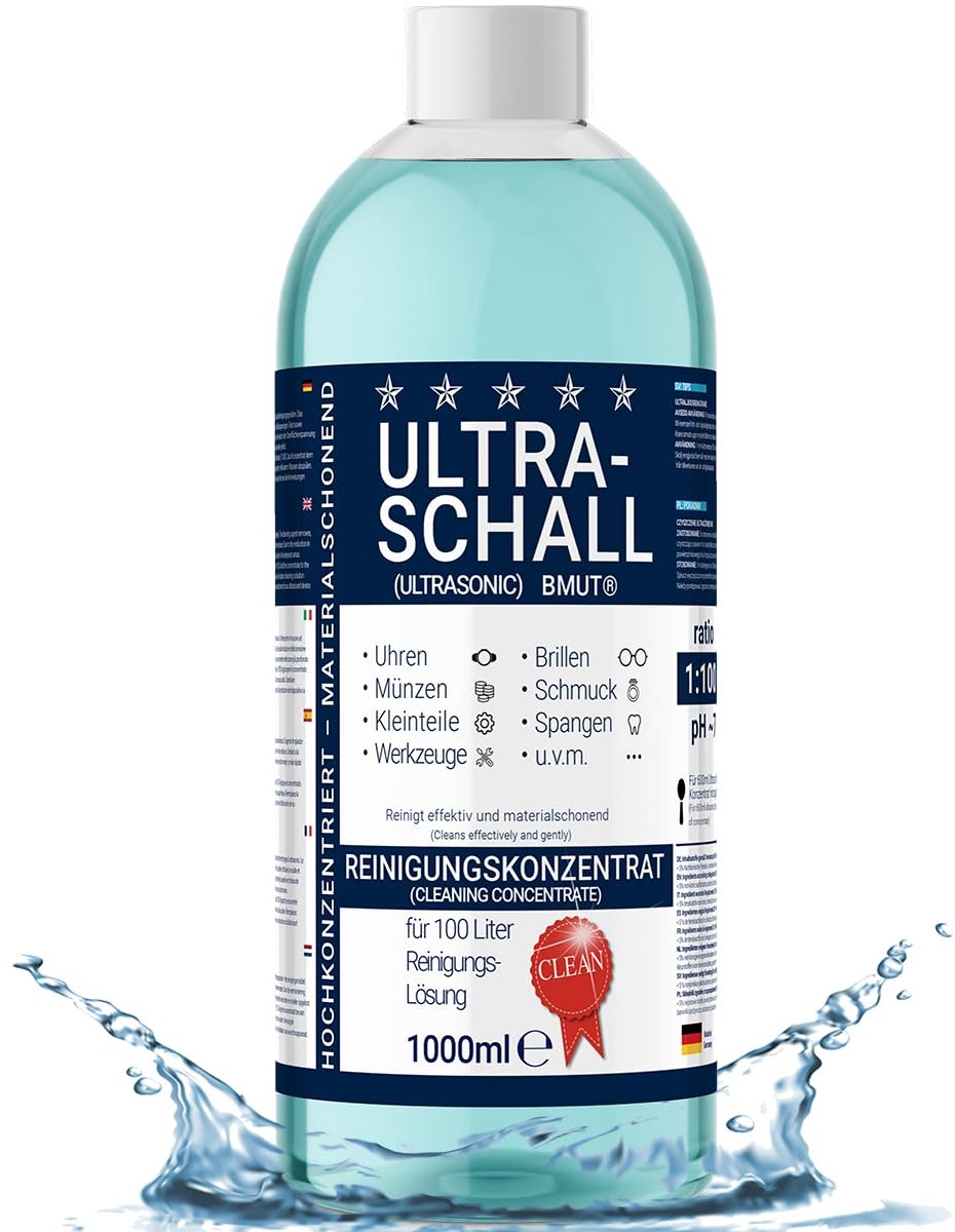 SnelShoppen - 1000 ml Ultrasonic Cleaner Concentrate - Krachtige Oplossing voor Glazen, Horloges, Sieraden, Protheses en Meer - Economisch en Efficiën