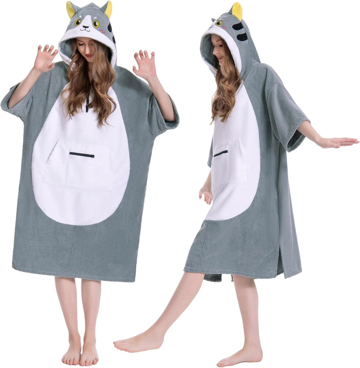 SnelShoppen - Oversized Surf Poncho Towel voor Volwassenen met Capuchon en Zak, Sneldrogend Badcape, Ideaal voor Zwemmen, Strand en Camping, Zacht en