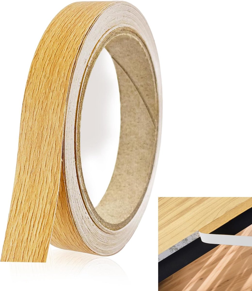 SnelShoppen - Zelfklevende eikenfineer kantband 10 m - Houtafwerking en werkbladrestauratie - DIY reparatietape met houtnerf, ideaal voor meubeldecora