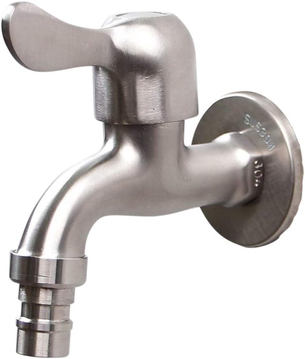 SnelShoppen - Roestvrijstalen 304 Kraan 1/2 Inch - Duurzame Buiten- en Binnenkraan voor Tuin, Keuken, Camping - Hoogwaardige Kwaliteit en Afwerking