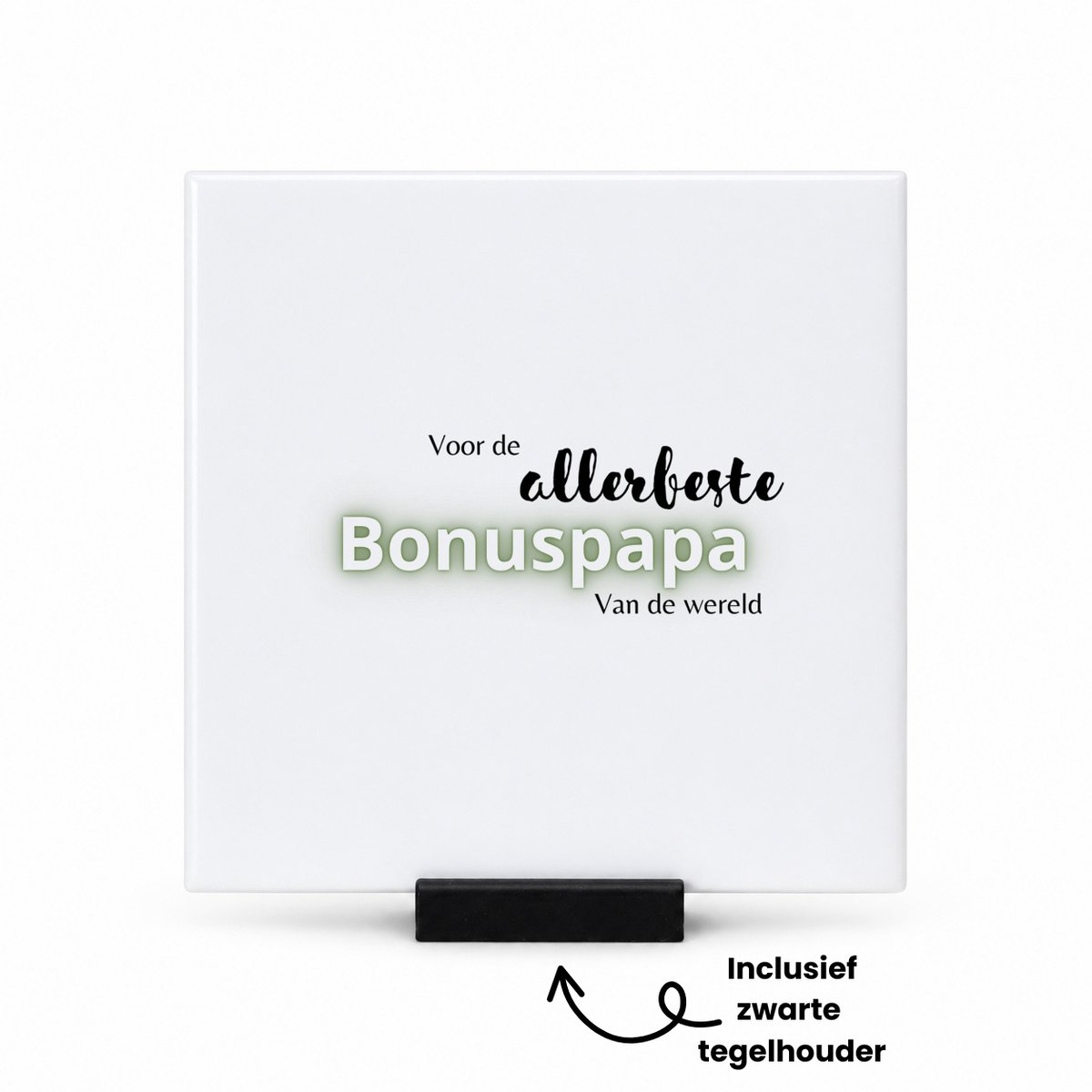 Hacebo voor de allerbeste bonuspapa van de wereld tegeltje met tegelhouder - de beste bonusvader - tegeltjes met tekst - vader cadeautjes - vaderdag - verjaardagscadeau - verjaardag - cadeau - geschenk - kado - spreuktegels - 10.8x10.8 CM Wit