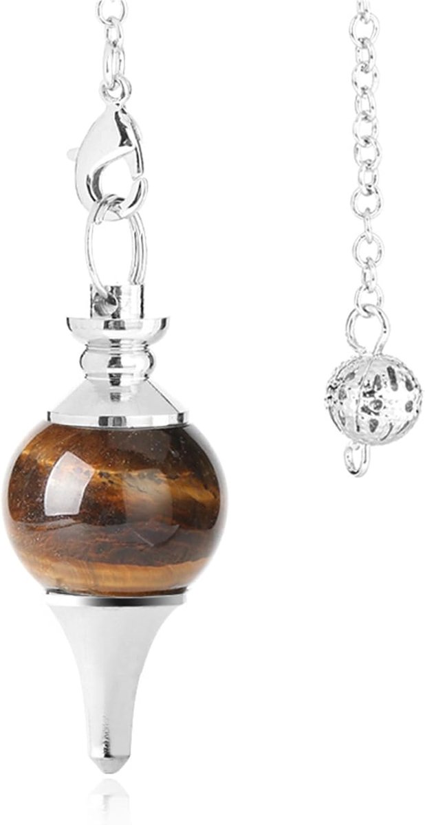 SnelShoppen - Tiger Eye Radiesthesia Pendulum Klok met Ketting, Natuurlijke Tiger Eye Gene