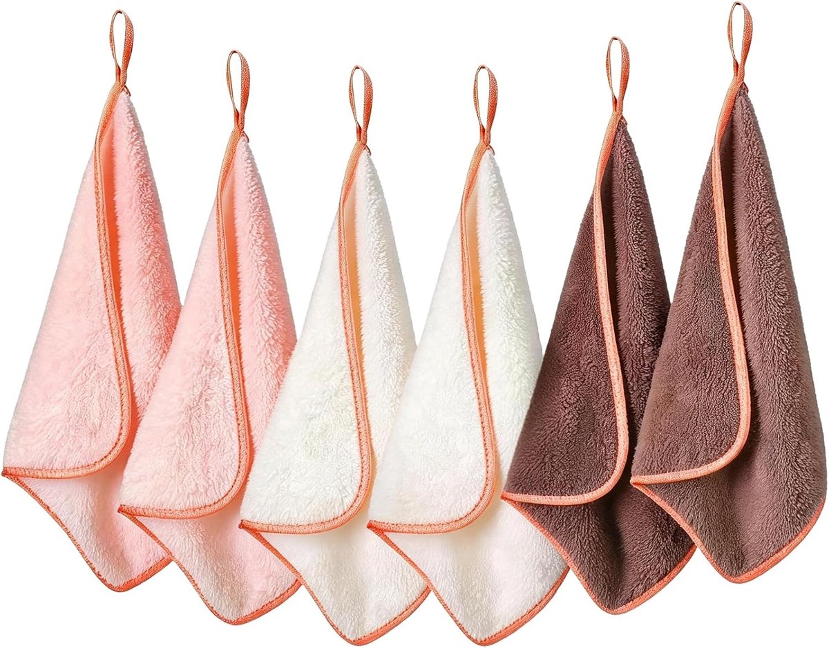 SnelShoppen - Microfiber Makeup Cloths Wasbaar - 6 Stuks - Vierkante Gezichtsdoekjes - Microvezel Make-up Verwijder Doek - 30x30cm - Bruin - Duurzaam