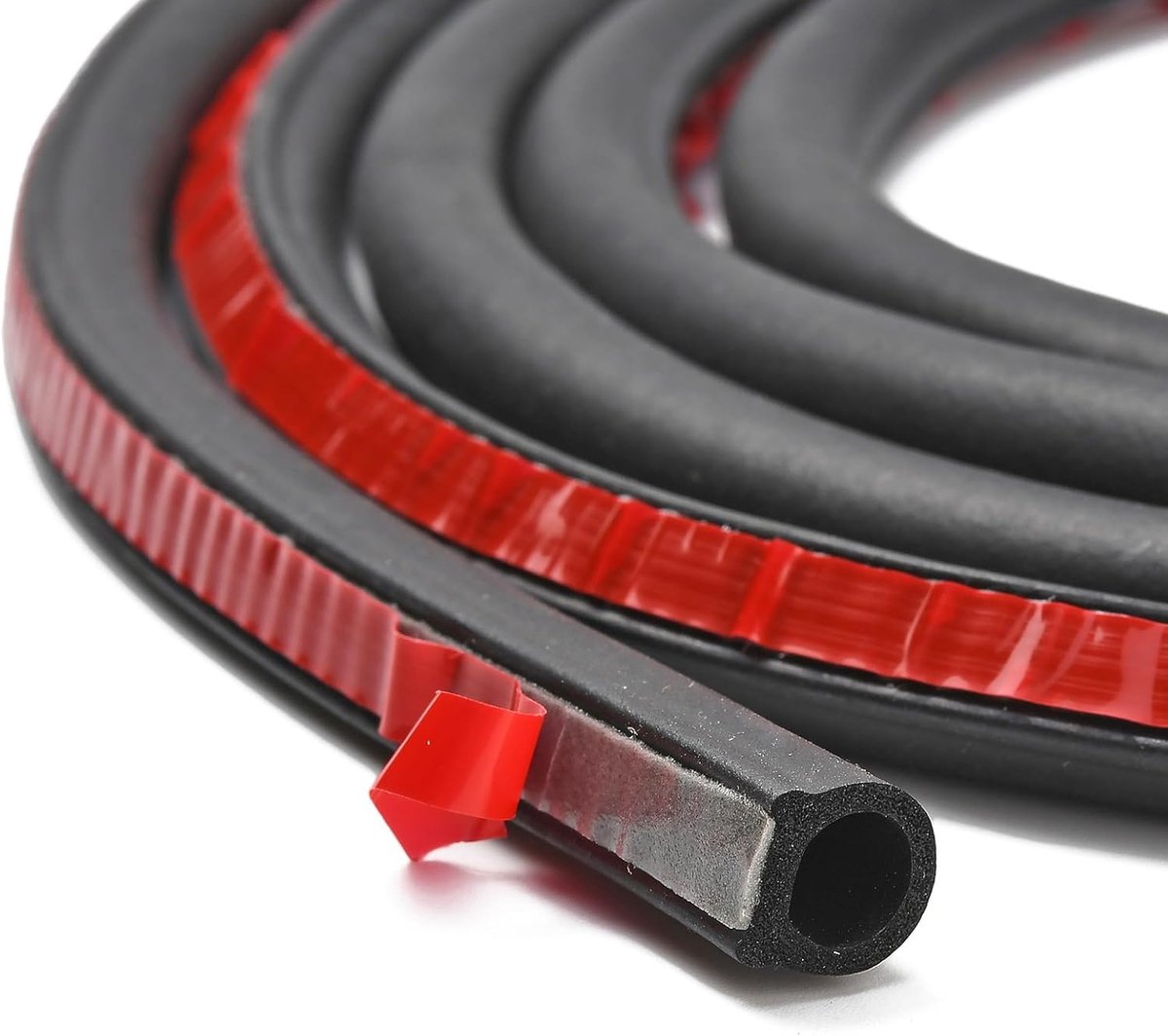 SnelShoppen - Auto Deurafdichting Zelfklevend EPDM Rubber D-profiel 10x10mm - Geluidsisolatie, Waterdicht, Windgeruis Verminderen, 6 Meter, Universele