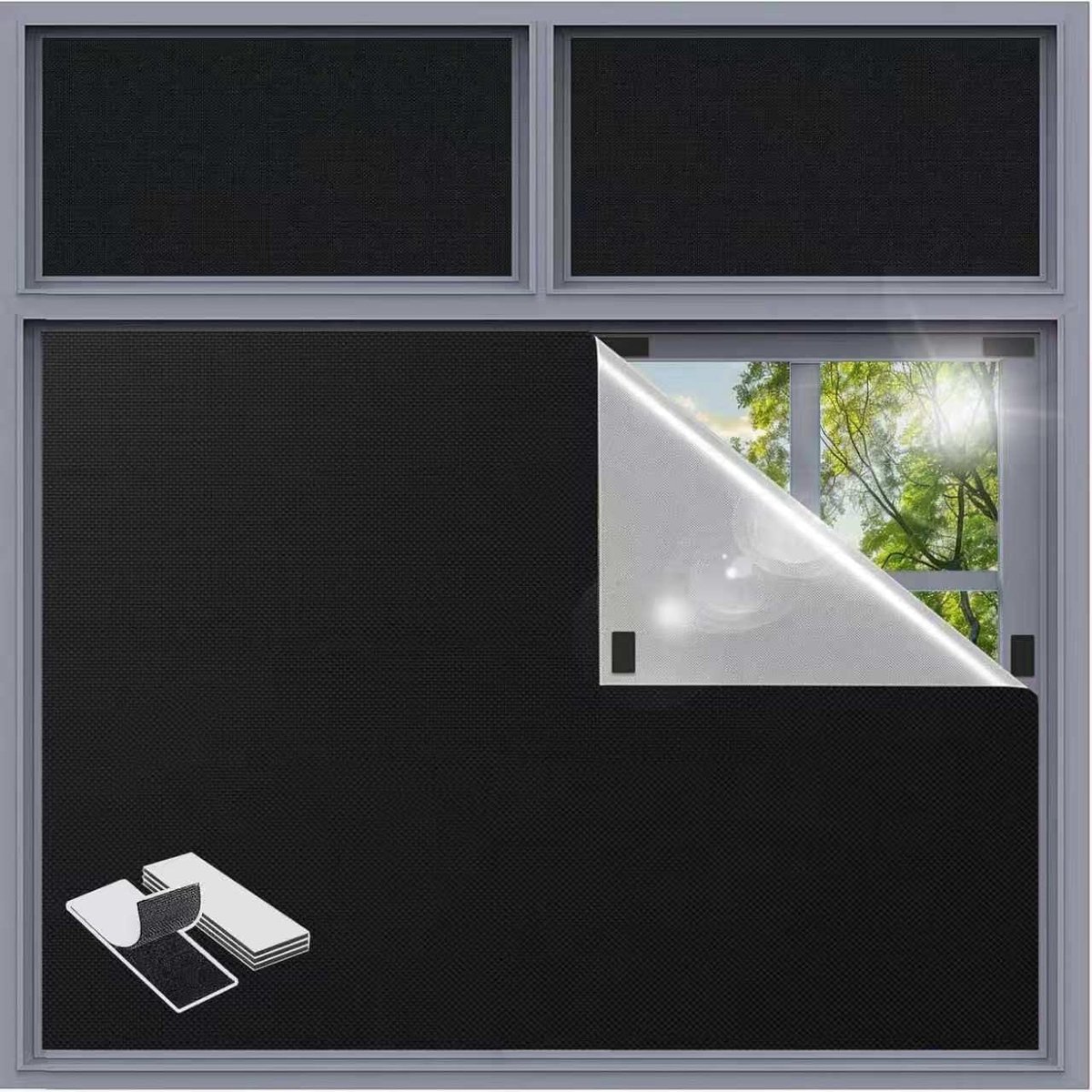 SnelShoppen - Verduisterende Gordijnen 100x145cm - 420D Verduisteringsgordijn - Geen Boor - Zwart voor Slaapkamer, Reizen en Tijdelijk Gebruik - Inclu