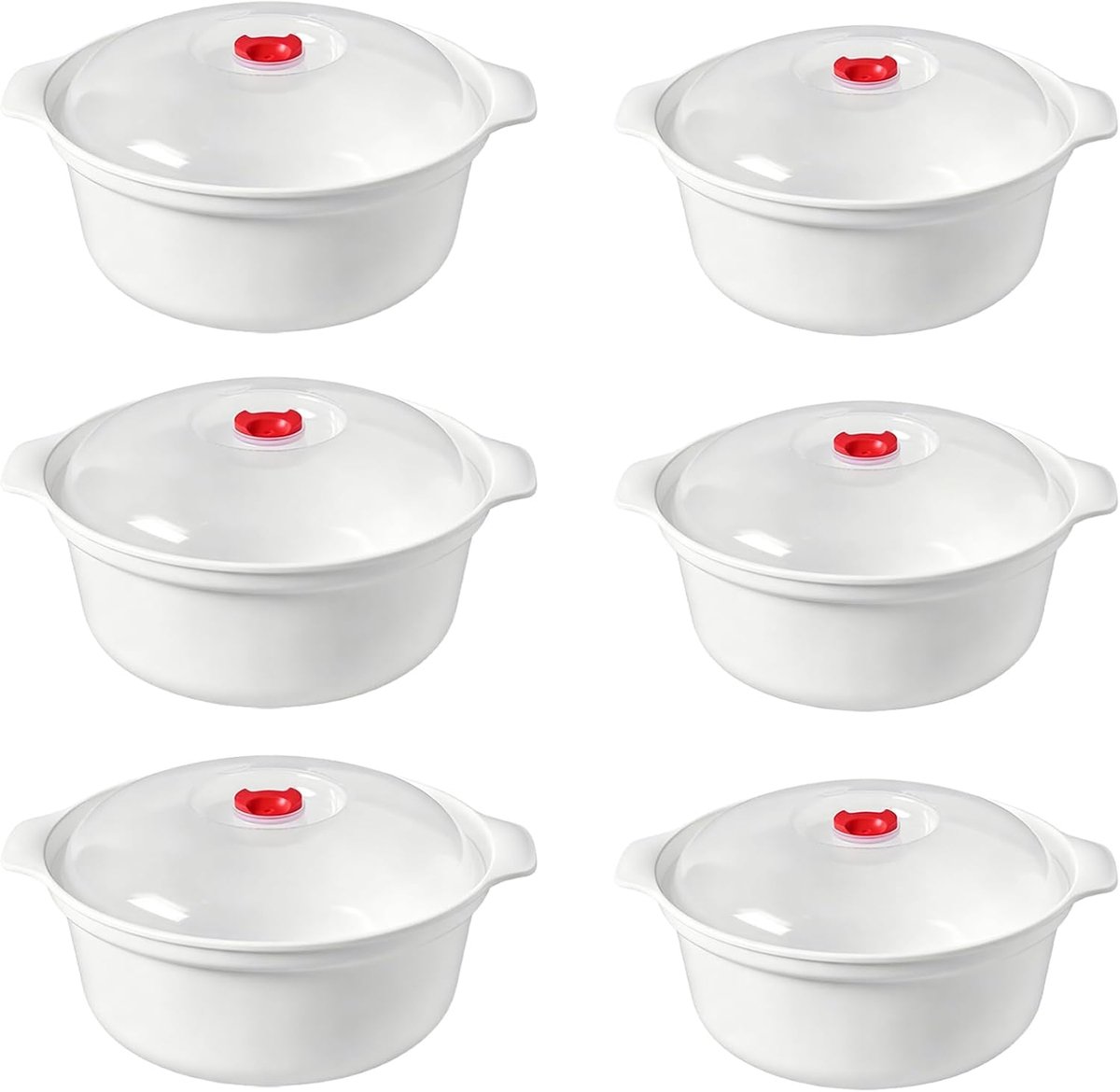 SnelShoppen - 6-delig magnetronservies met deksel, kunststof set, BPA-vrij, stoomventiel, 0,9 l/1,6 l, vershoudset, diepvriesset voor magnetron, keuke
