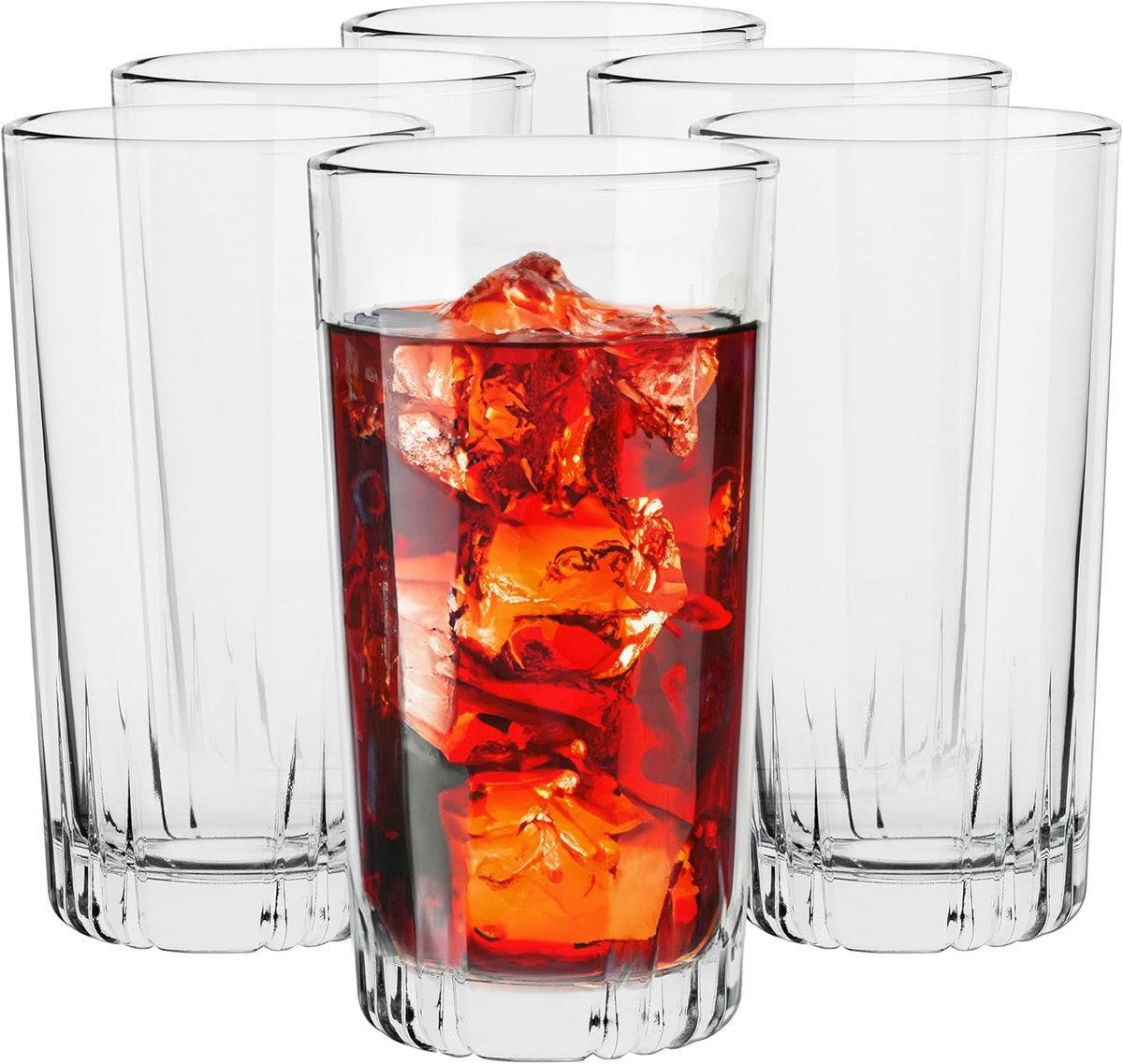 SnelShoppen - Set van 6 Longdrinkglazen Tumbler Waterglazen - Vaatwasmachinebestendig Highball Cocktailglas 340 ML - Transparante Drinkglazen voor Fee