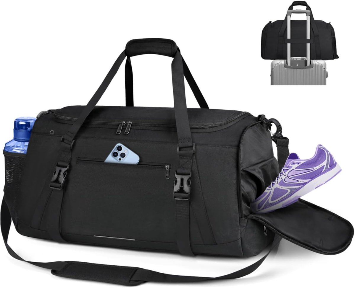 SnelShoppen - RAINSMORE Sporttas voor Dames en Heren, Grote Reistas 40L en 55L, Waterdicht met Schoenenvak, Natte Zak, Weekendtas, Trainingstas, Zwemt