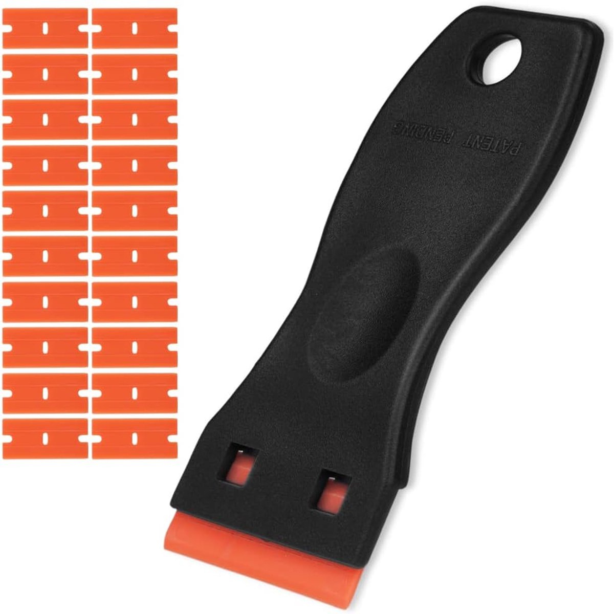 SnelShoppen - 1 Stuk Schraperset met 20 Kunststof Bladen, Hob Schraper, Schoonmaak Schraper, Plastic Razor Blades voor Auto Raam Tinted Vinyl Toepassi