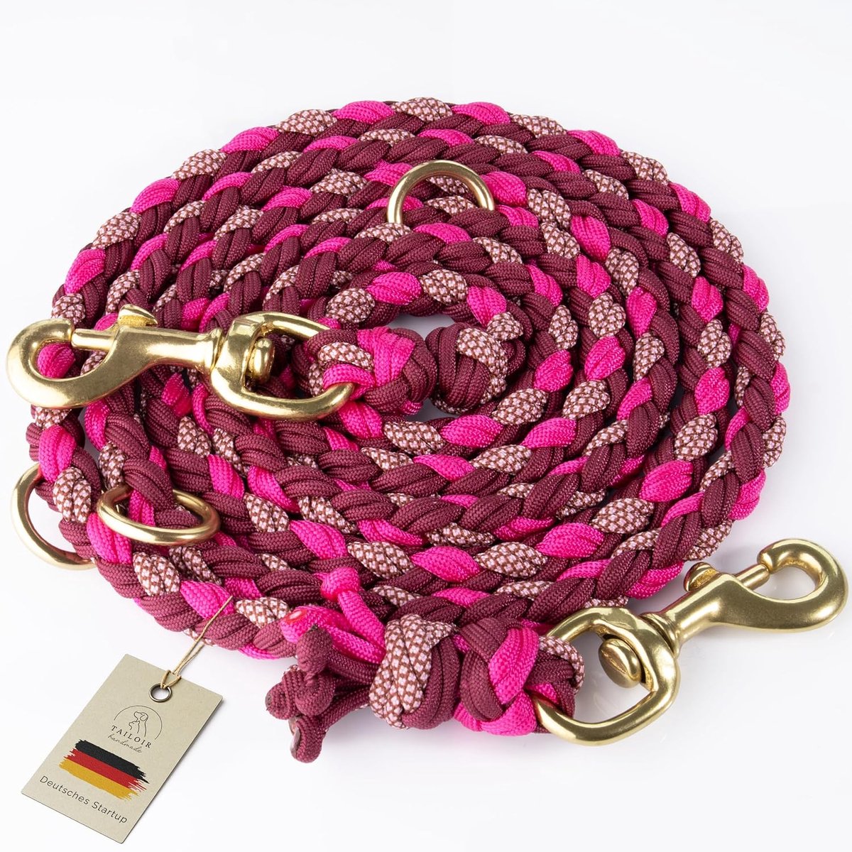 SnelShoppen - 2m Hondenriem - Verstelbare Touwriem, Paracord Hondenlijn voor Middelgrote, Grote & Kleine Honden, Dubbele Clip Trainingsriem, Bijtbeste