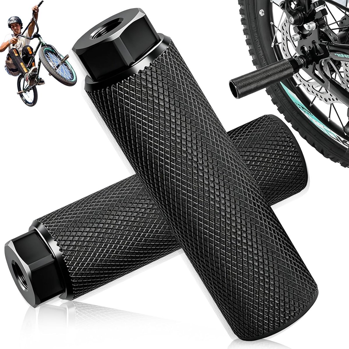 SnelShoppen - 2Pcs Universele Fietspinnen, Aluminium Voetsteunen voor BMX Stunts, Lichtgewicht en Duurzaam, Geschikt voor Mountainbike en Passagiers -