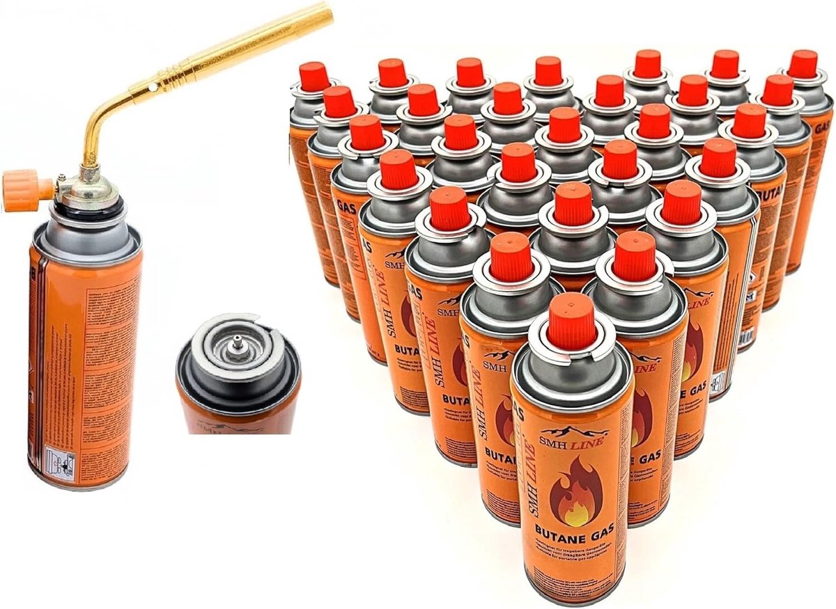 SnelShoppen - Multifunctionele Gasbrander met 12 Gascartridges - Soldering Lamp, Bunsenbrander, Flamber, 1211 °C, 1760 W - Perfect voor Keuken, Campin