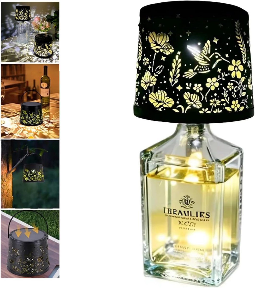 SnelShoppen - Dimbare LED Fleslamp, Draadloze Flesverlichting, Oplaadbare IP65 Lampenschaal, Geschikt voor Wijnflessen, Perfect voor Binnen en Buiten,