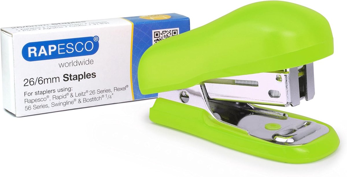 SnelShoppen - Mini Stapler met 1000 26/6mm Heftingen, Groene Compacte Handmatige Heftmachine voor Thuis, Kantoor, School, Creatieve Projecten