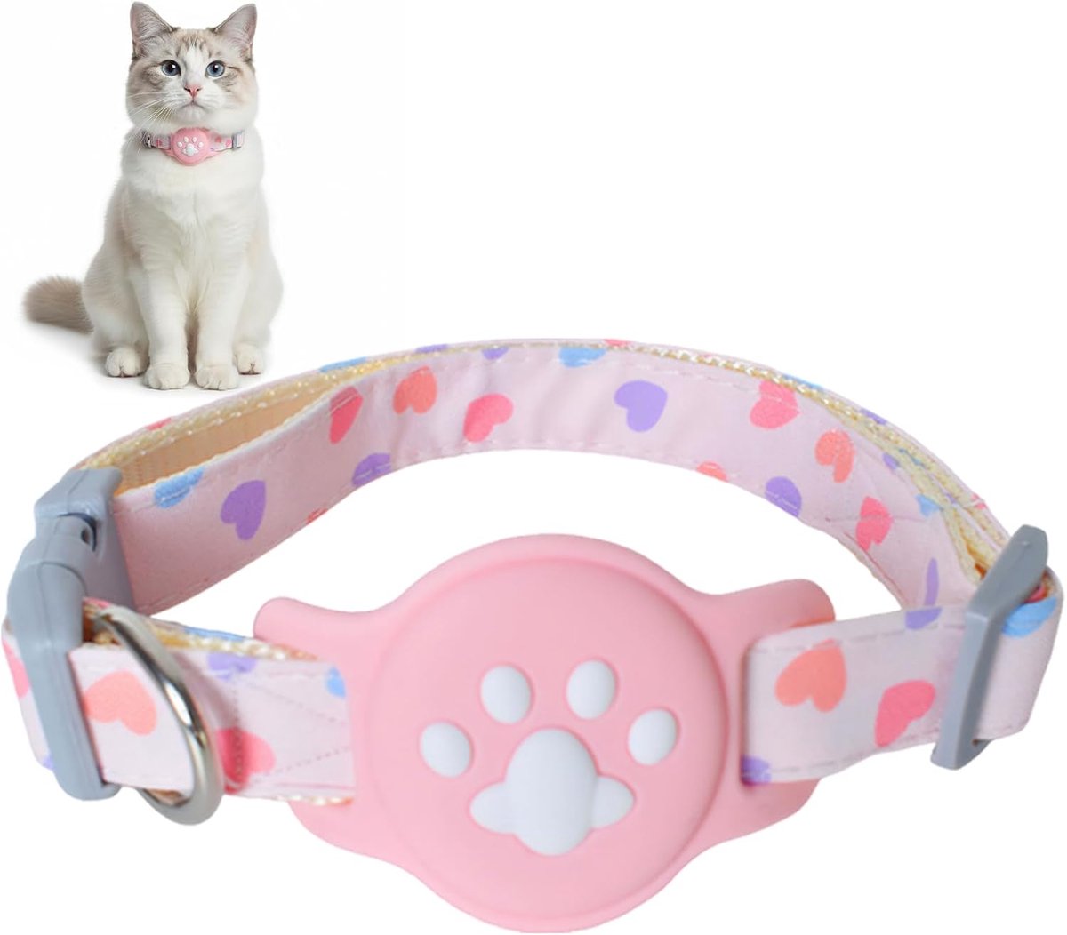 SnelShoppen - Airtag Kattenhalsband - Rekbare en Comfortabele Kattenhalsband met Apple AirTag Houder, Lichtgewicht en Ultra Elastisch, Voor Katten, Ki