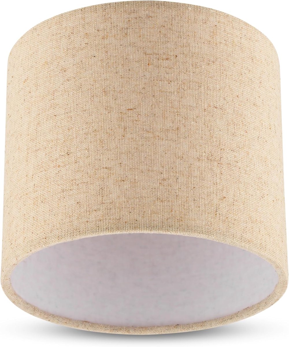 SnelShoppen - Ronde Lampenkap 14 cm - Hoogwaardig Linnen in Taupe - Vervangende Lampenkap voor Hanglamp en Tafellamp - E27-fitting - Moderne Look voor