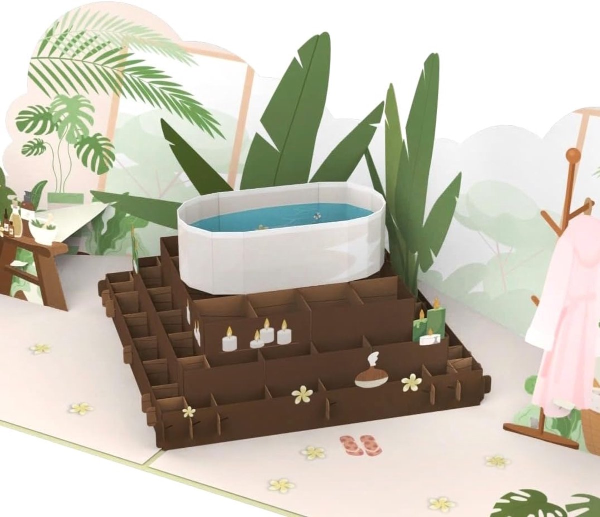 SnelShoppen - 3D Pop-Up Kaart voor Verjaardag - Wellness Groetenkaart - Cadeaukaart voor Spa en Sauna - Luxe Kleurige Verpakking - Unieke Verrassing