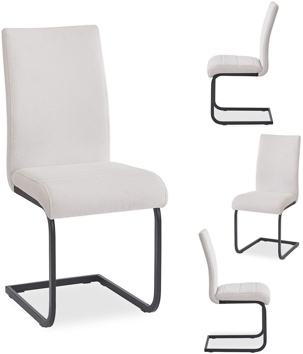 Schommelstoelen LETICIA, set van 4 – Crèmewit/Zwart