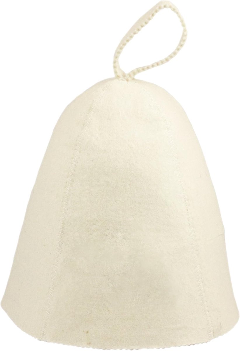 SnelShoppen - Sauna Hat Wit - 100% Wol Vilt - Unisex Sauna Hoed voor Bescherming van Oren, Haar en Hoofd - Ideale Sauna Accessoires