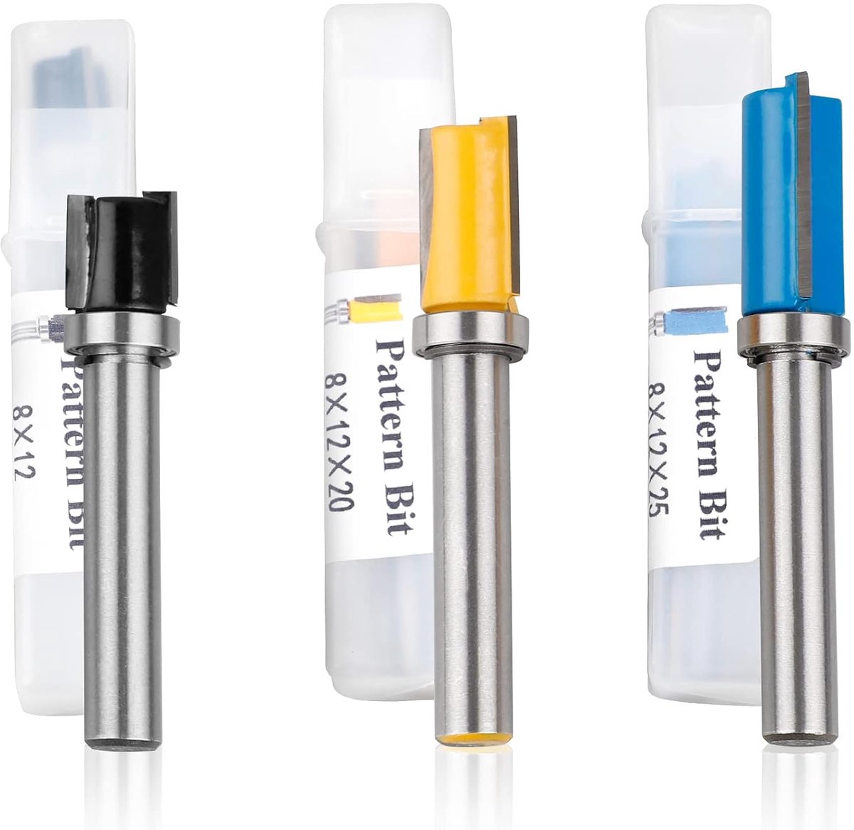 SnelShoppen - 3-delige 8mm Schacht Kantfrezer Set voor Houtbewerking - Met C3 Hardmetaal Snijders - Ideaal voor Trimmen, Hoeken en Sleuven
