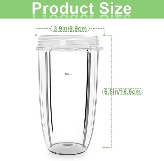 SnelShoppen - 2x Poweka 680g Bekers voor Blender Accessoires - Vaatwasmachinebestendig, BPA-vrij, Lekvrije Afdichting voor Nutribullet 600W en 900W van Snelshoppen — afbeelding 2