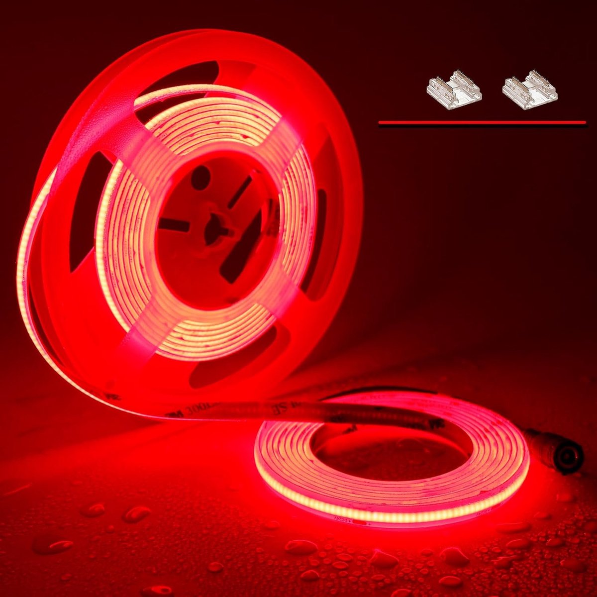 SnelShoppen - 24V COB LED Strip 5M Waterdicht IP65 Rood 480LEDs/M Dimmable Energiezuinig voor Binnen/Buiten Keuken, Balkon, Tuin, DIY Decoratie