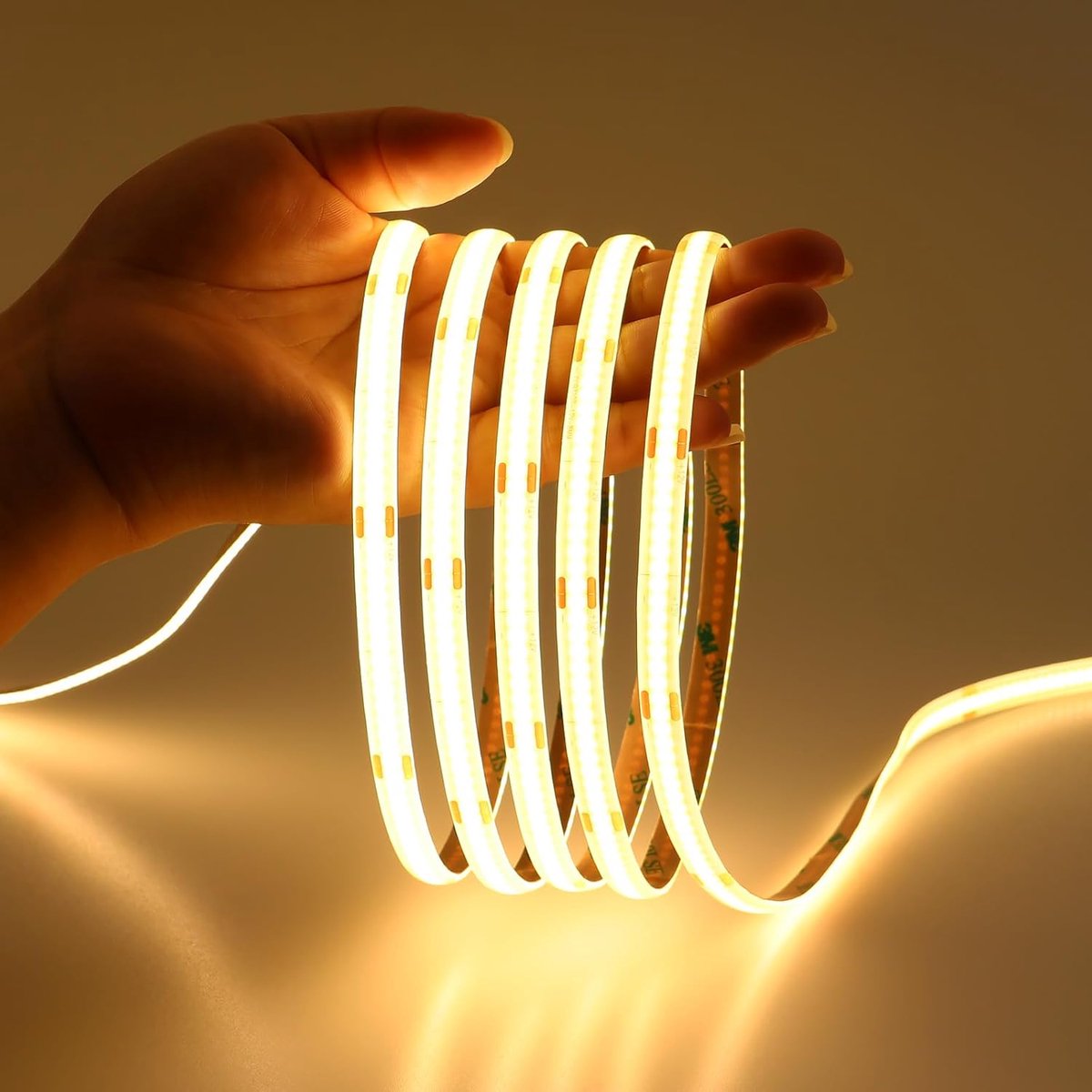 SnelShoppen - 12V COB LED Strip 6M Warm Wit 3000K Dimbaar 320 LEDs/M Voor Keuken, Cabinets, Planken en Trappen - Naadloze Verlichting