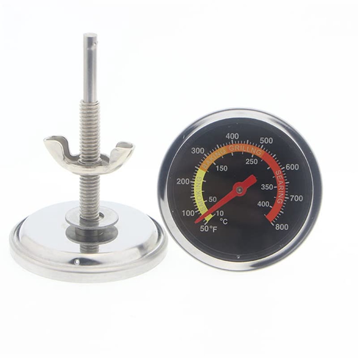 SnelShoppen - BBQ Rookoven Grill Thermometer 10-400 °C Rookthermometer met 6 cm Wijzerplaat - Perfect voor Tuin, Camping, Feest en Keuken