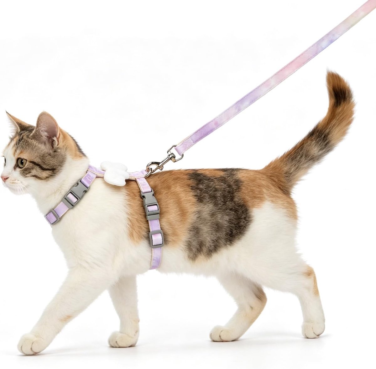 SnelShoppen - Kattenharnas met Pluche Engelvleugels, Verstelbaar Borstharnas met Snelsluiting en Metalen Haak, Comfortabel Harnas voor Katten en Puppy