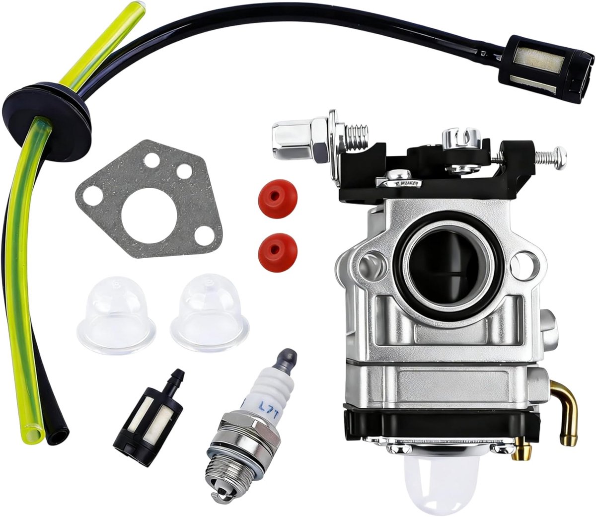 SnelShoppen - Carburateur voor bosmaaier 52 cc, 49 cc, 43 cc - Complete set met afdichting, slang, bougie, benzinefilter - Duurzaam metaal, anti-oxida