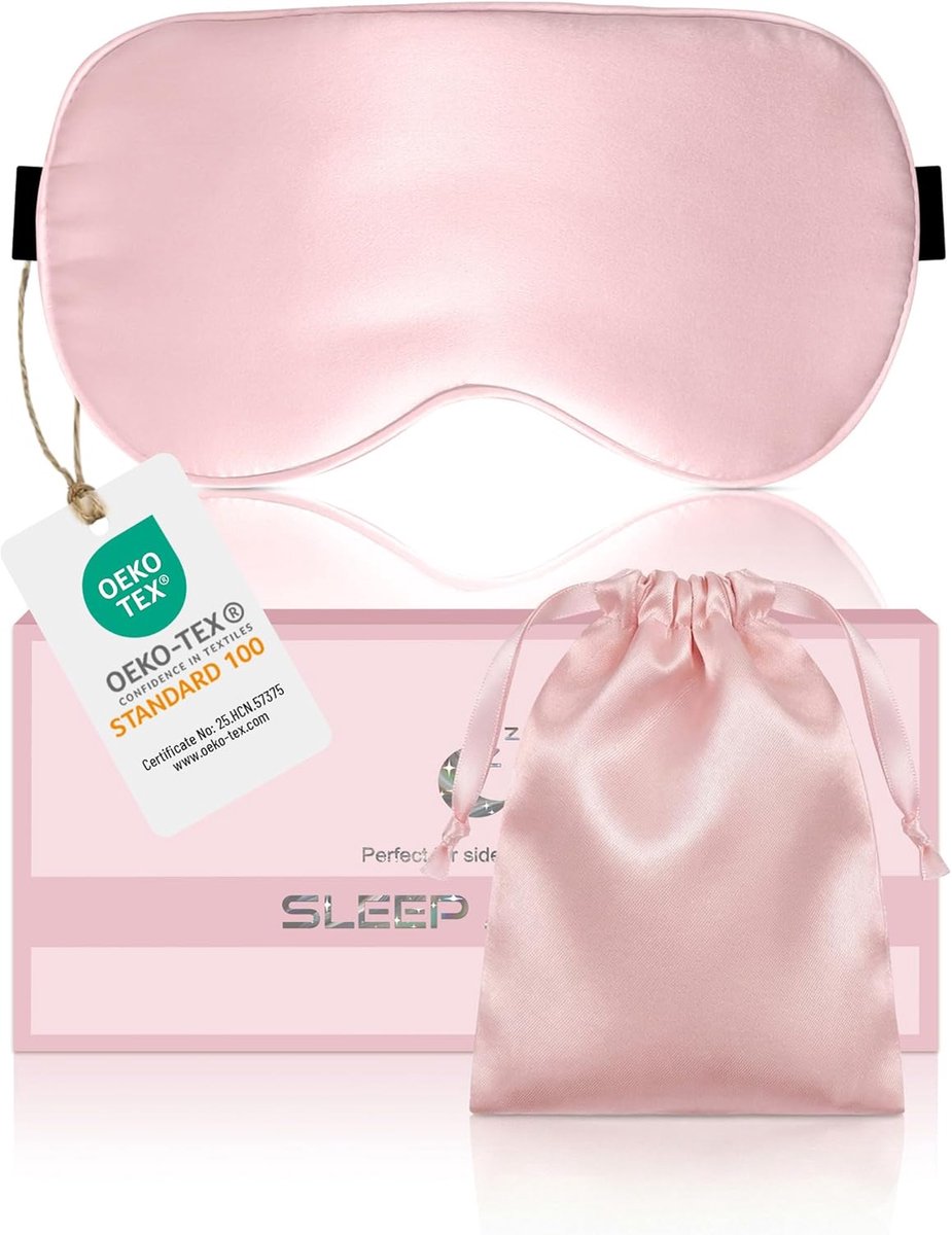 SnelShoppen - Zijden Slaapmasker voor Zijslapers - 22 mm, 100% Biologische Moerbeizijde, Lichtblokkerende Oogmasker met Verstelbare Band - Ideaal Cade