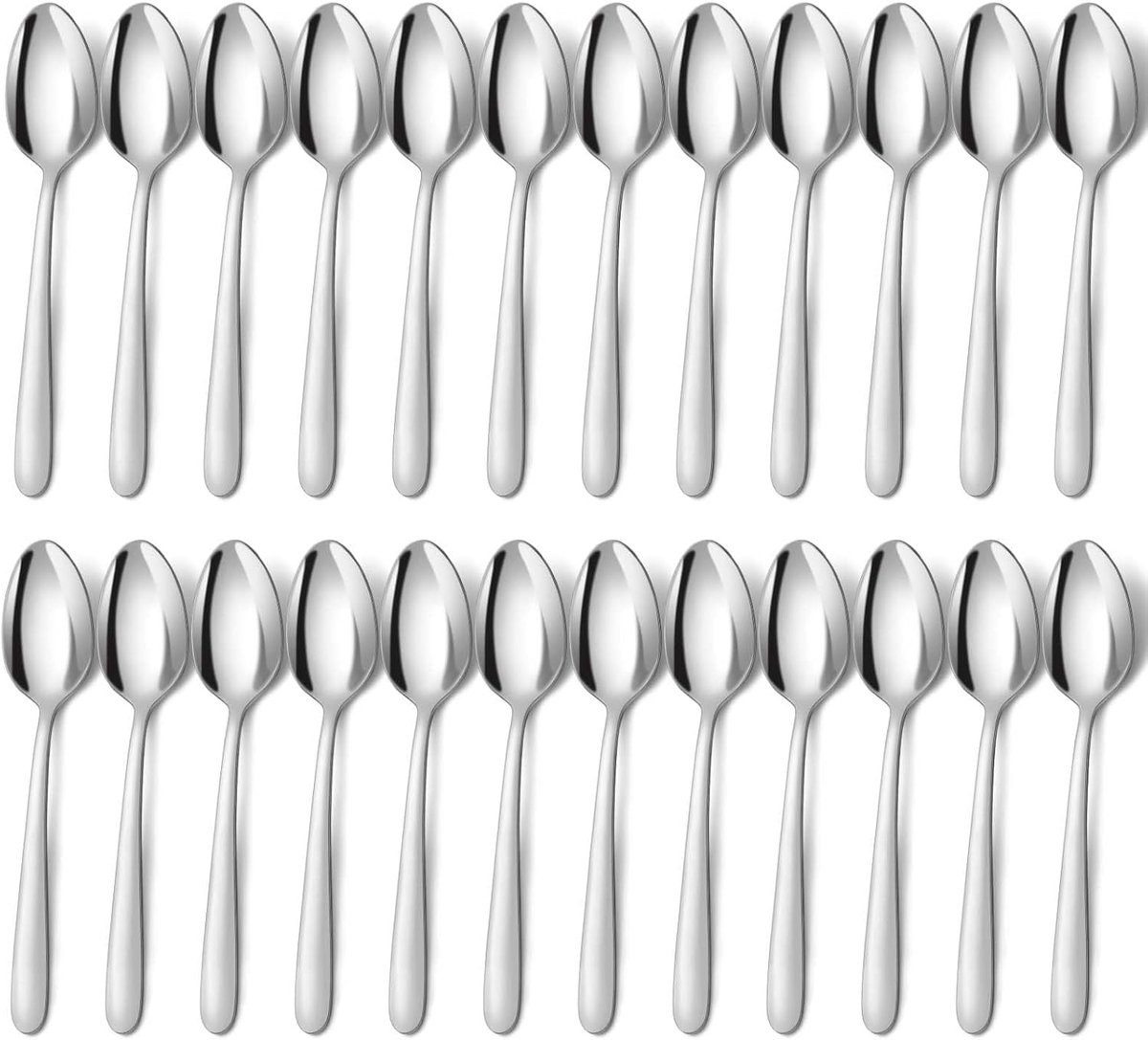 Thijox - Set van 24 soeplepels 20,4 cm - Roestvrijstalen eetlepels - Spiegelgepolijst - Vaatwasmachinebestendig - Zilveren tafellepels voor keuken, re