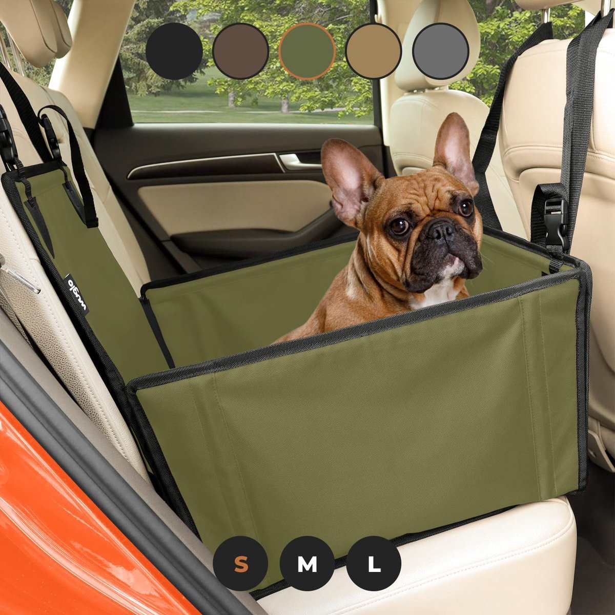 SnelShoppen - WUGLO Extra Stabiele Hond Autostoel voor Kleine Honden tot 12kg - Veilig, Verstelbare Gordel, Versterkte Wanden, Ideaal voor Auto Reizen