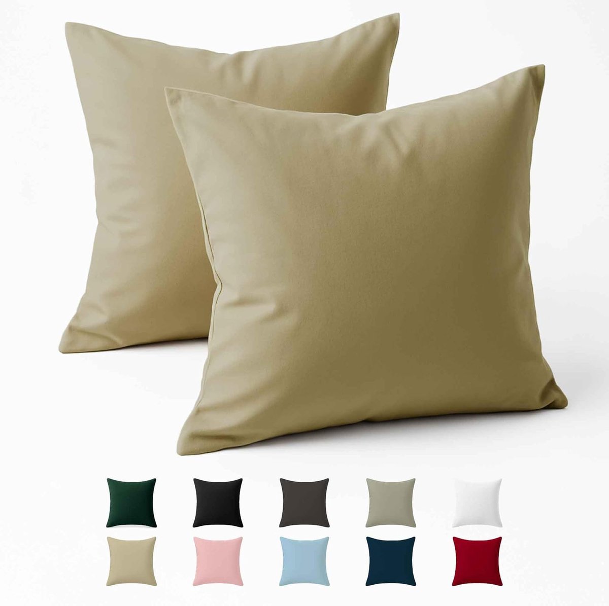 SnelShoppen - Set van 2 Kussens 60x60 cm - Beige Kussenhoezen van Versterkt Katoen - Ademend en Duurzaam - Perfect voor Woonkamer, Tuin en Camping
