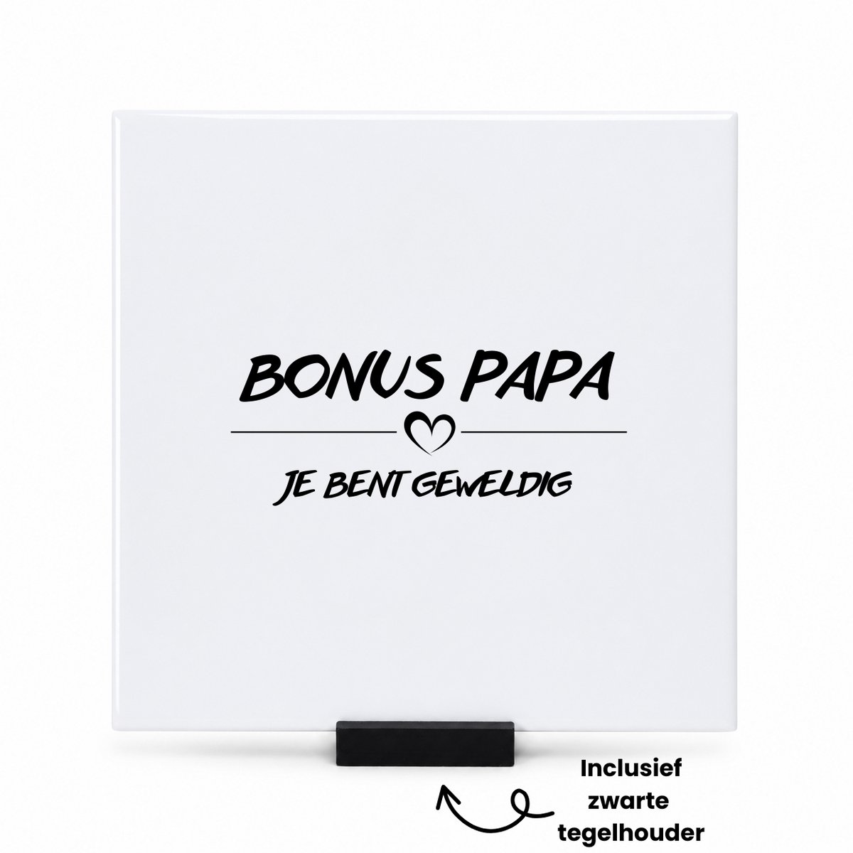 Hacebo Bonus papa je bent geweldig tegeltje met tegelhouder - Papa - Geweldige bonuspapa - tegeltjes met tekst - Vaderdag cadeautje - Cadeau voor papa - Verjaardag - Geschenk - Cadeau - Gift - spreuktegels - 15x15 CM Wit