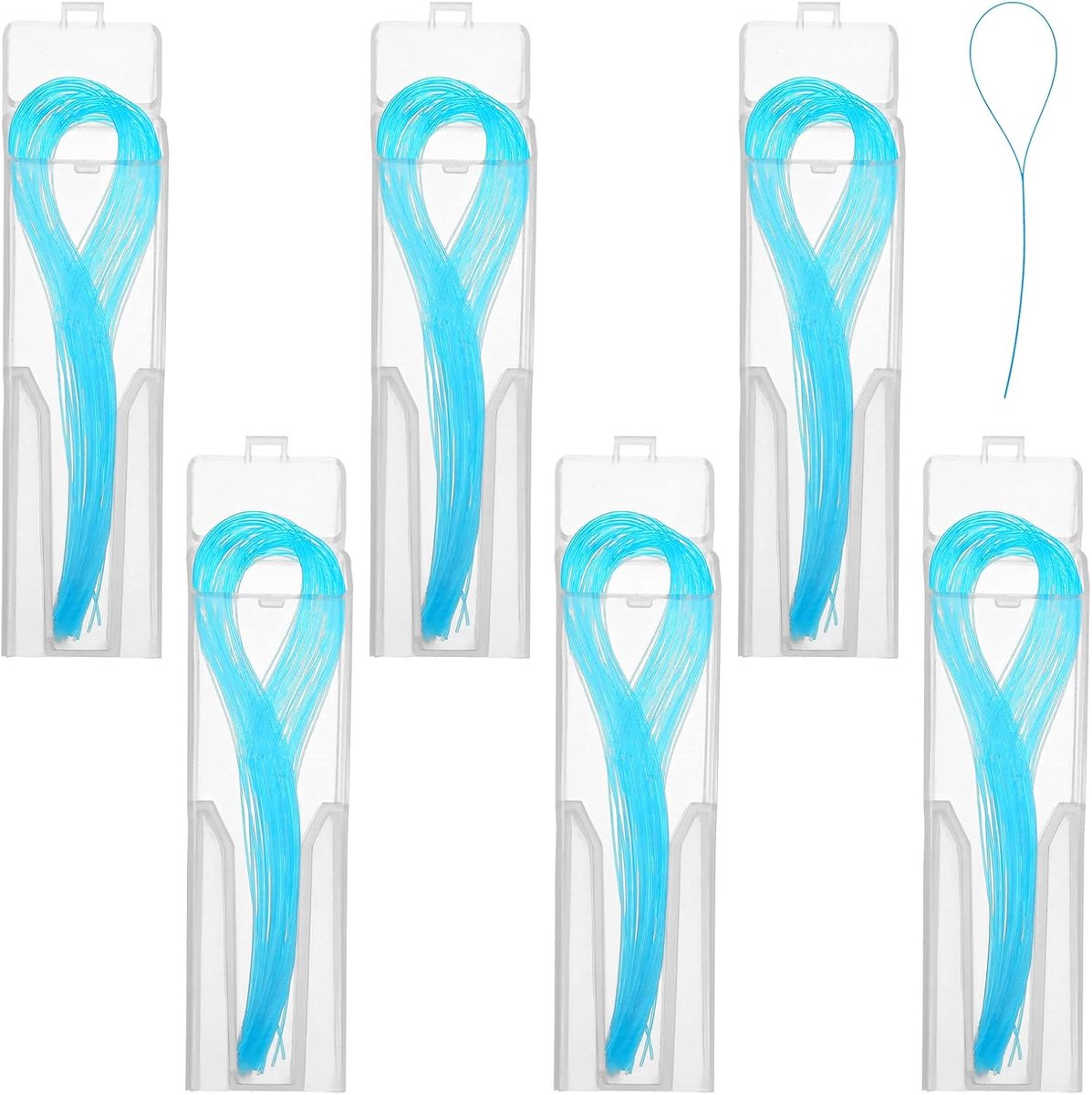 SnelShoppen - 300 stuks tandzijdehouders voor bruggen en implantaten, blauwe flosdraad, 6 navulbare dozen à 50 stuks, kunststof, ideaal voor mondhygië