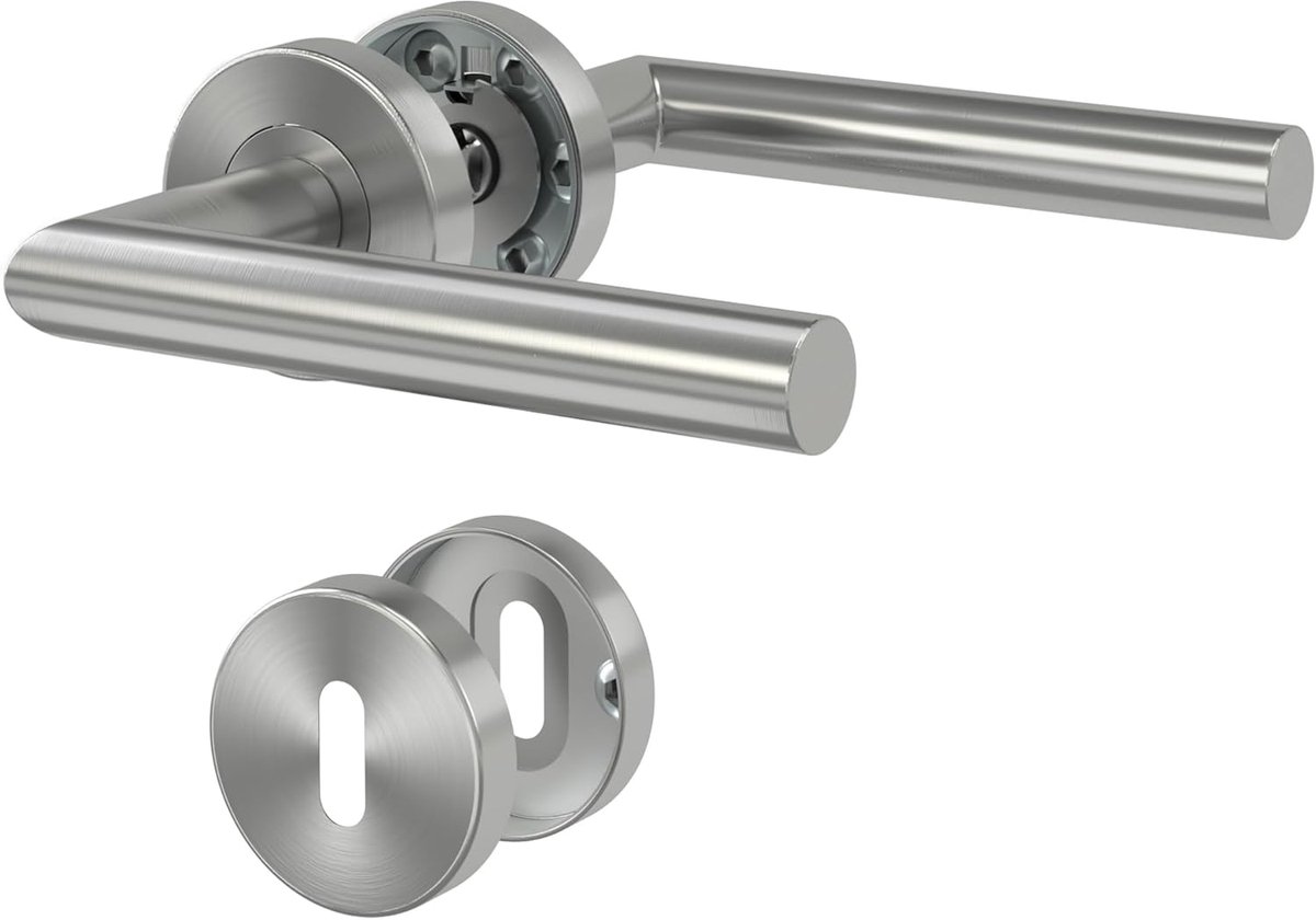 SnelShoppen - DIYGEEK Binnen Deurknop Set, RVS, Gemakkelijk te Installeren, Voor Deuren 38-42mm, Inclusief Montagehandleiding, Modern Design