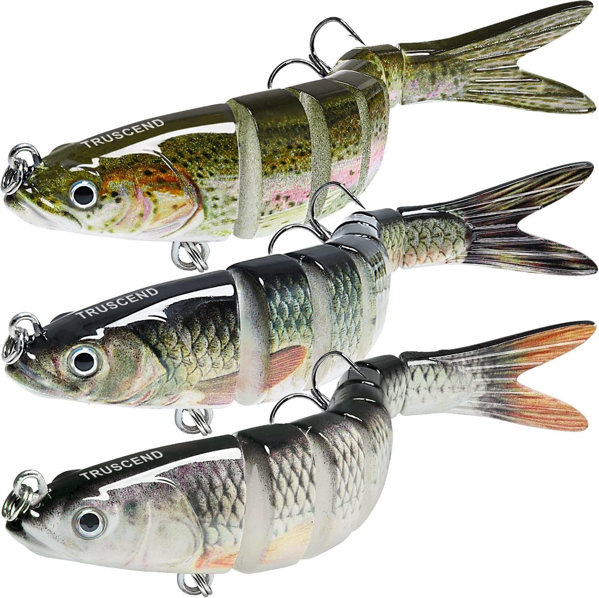 SnelShoppen - Lifelike Swimbait voor Zoet- en Zoutwater, 8 Segmenten Slow Sinking Vissen Bait voor Baars, Forel, Crappie, Perfecte Vissen Geschenken v