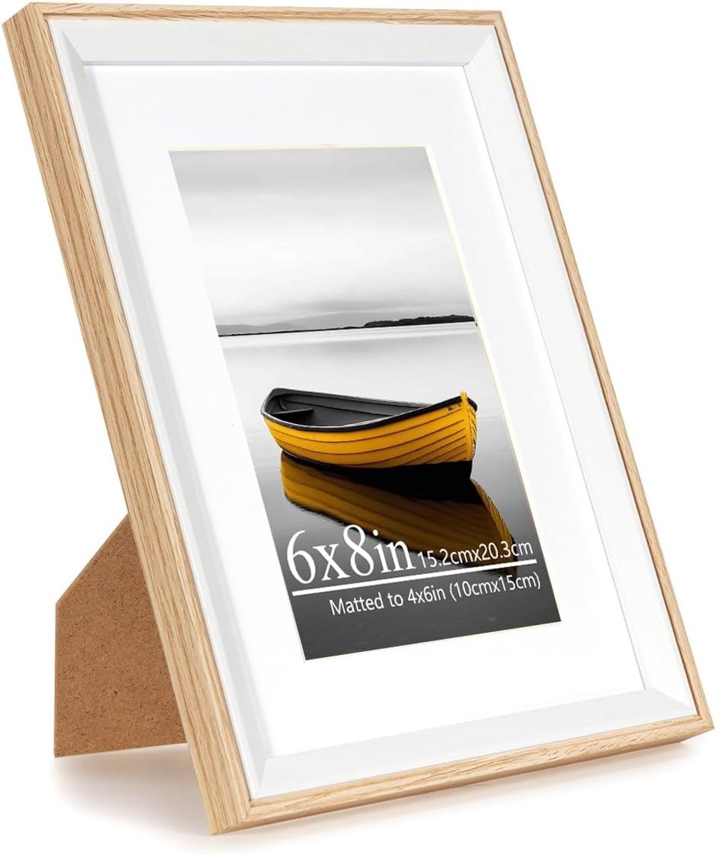 SnelShoppen - 15 x 20 cm Eiken Wit Bicolor Fotolijst met 10 x 15 cm Passe-Partout en Acrylglas voor Foto's, Beelden en Posters - Perfect voor Thuis en