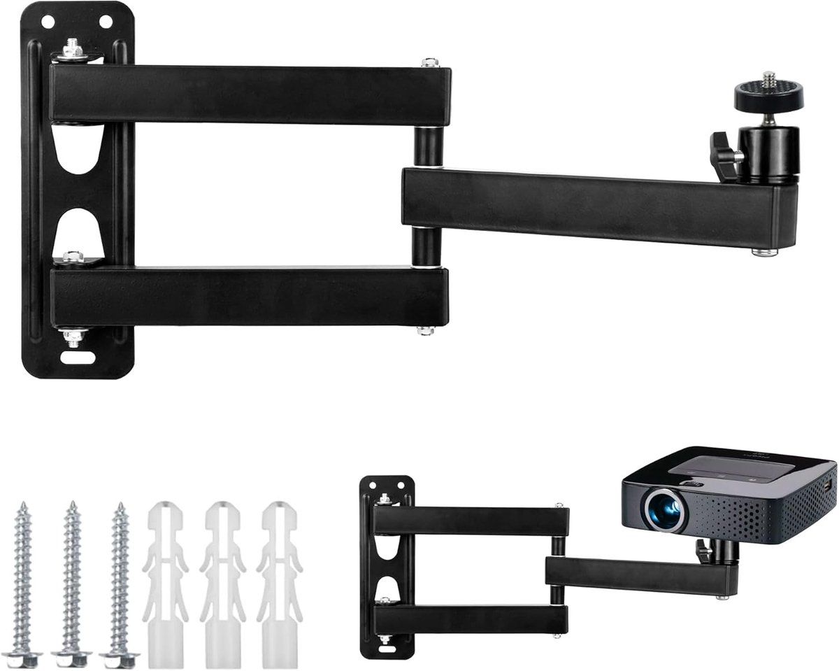 SnelShoppen - Projector Stand Beamer Holder Wandmontage Metal Multi-Angle Verstelbaar 3-Arms Projector Beugel met 1/4 inch Schroefdraad voor Projector