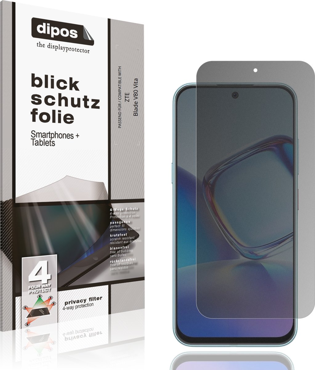 dipos – Matte Privacy Screenprotector geschikt voor ZTE Blade V80 Vita | Anti-Spy Beschermfolie