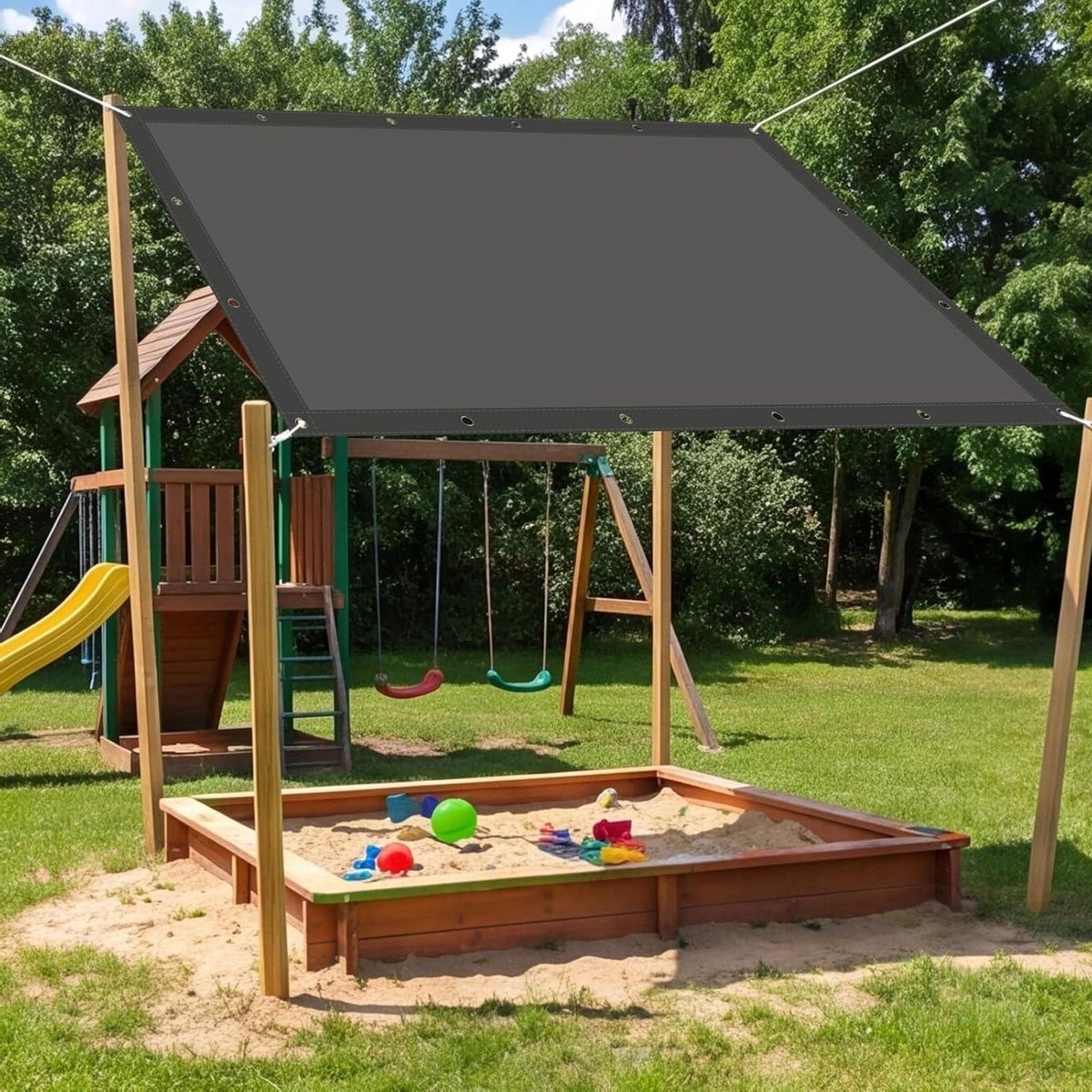 Schaduwdoek - Zonnezeil - Terras Overkapping - Waterdicht UV-Werend - 2.2 x 4.6 m - Donkergrijs