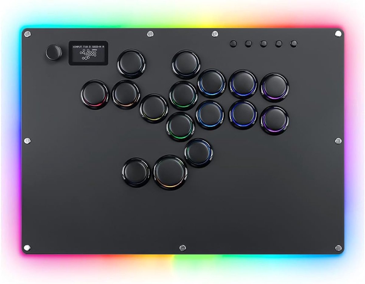 SnelShoppen - Arcade Fight Stick GK-16, Gamervinger met All-Button, Custom RGB, Turbo Functies, PC/PS4/PS3/Switch, Hot Swap & SOCD Ondersteuning