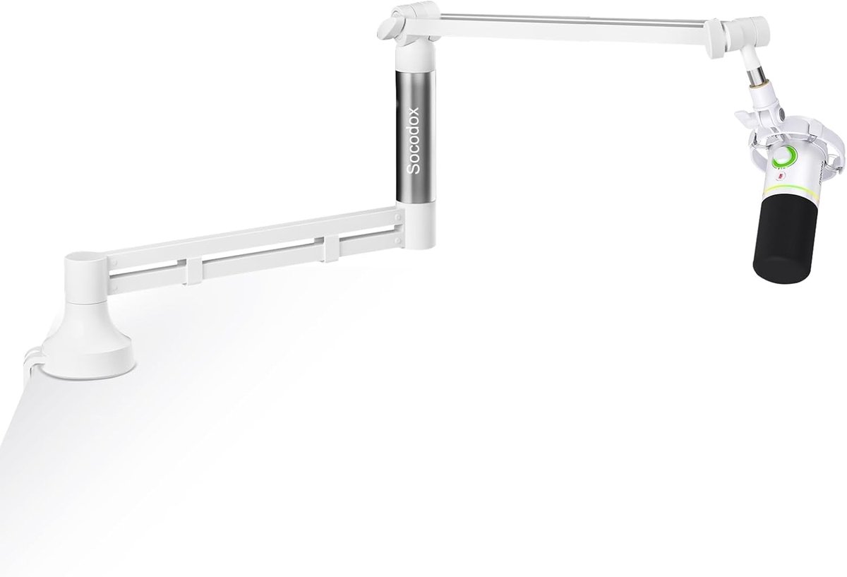 SnelShoppen - Microfoon Arm Statief Tafel Microfoon Clip 7cm 2kg Belastbaar Laag Profiel voor Streaming Podcast Thuis Kantoor Wit