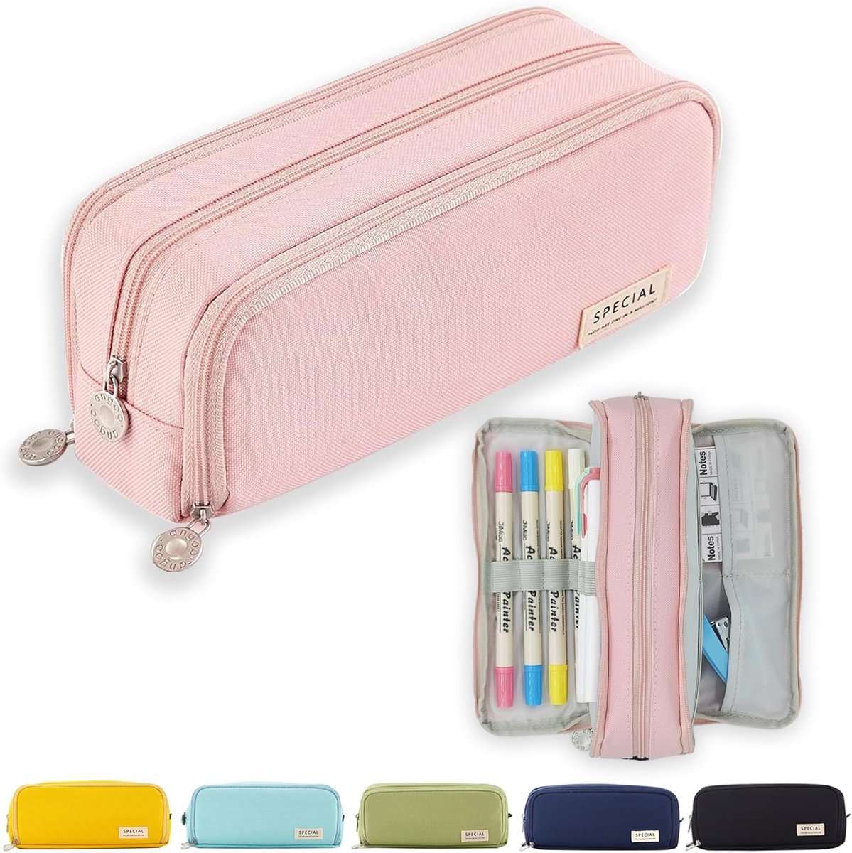 SnelShoppen - Grote Pennenhouder voor Jongens en Meisjes - 3 Compartimenten - Ruime School Etui voor Kantoor en School - Ideaal voor Studenten - Diver