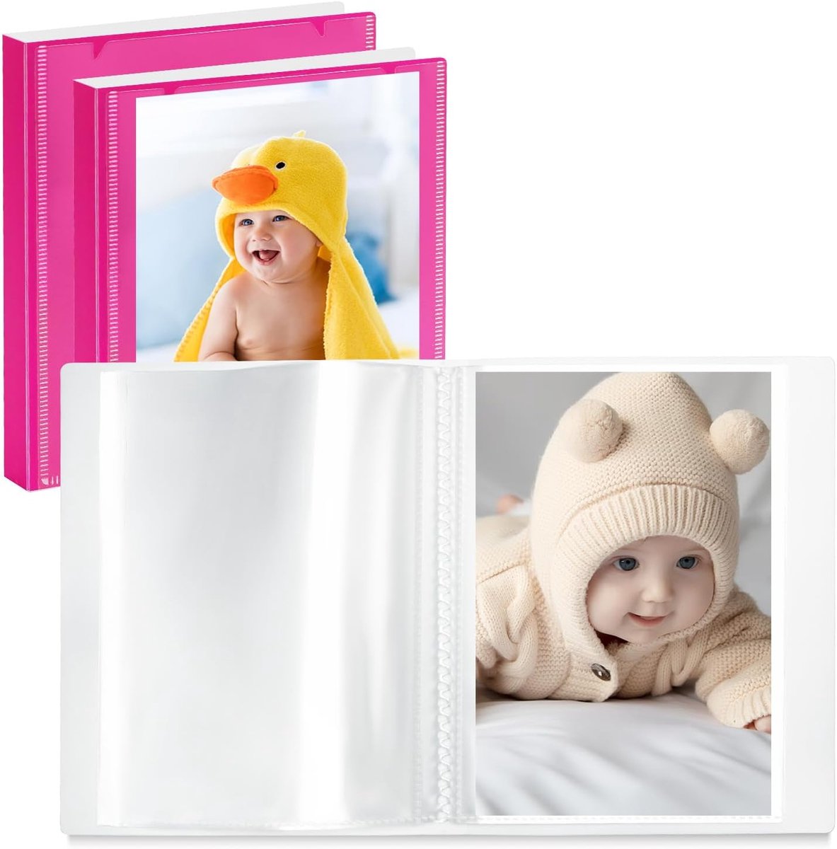 SnelShoppen - Set van 3 Fotoalbums 13x18 cm, Klein, Roze, Met Aanpasbare Kaft, Tot 52 Foto's Per Album, Ideaal Voor Herinneringen, Feesten, Reizen