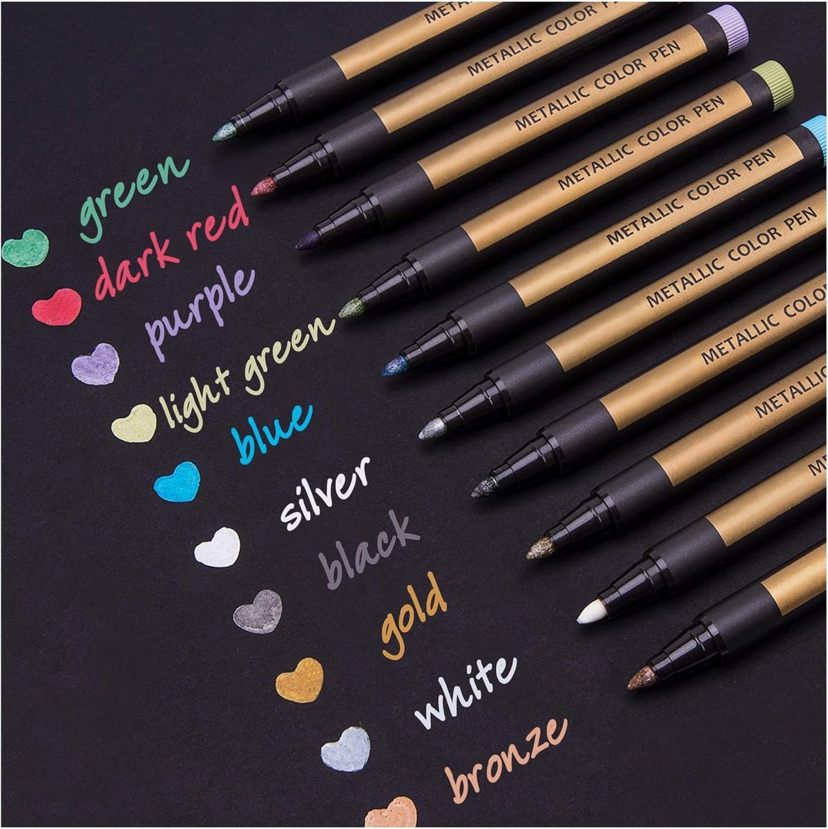 SnelShoppen - Metallic Markers Set - 10 Stuks - Waterdichte Gouden Stiften voor DIY Fotoalbums, Scrapbooks, Huwelijksgastenboeken, Creatieve Projecten