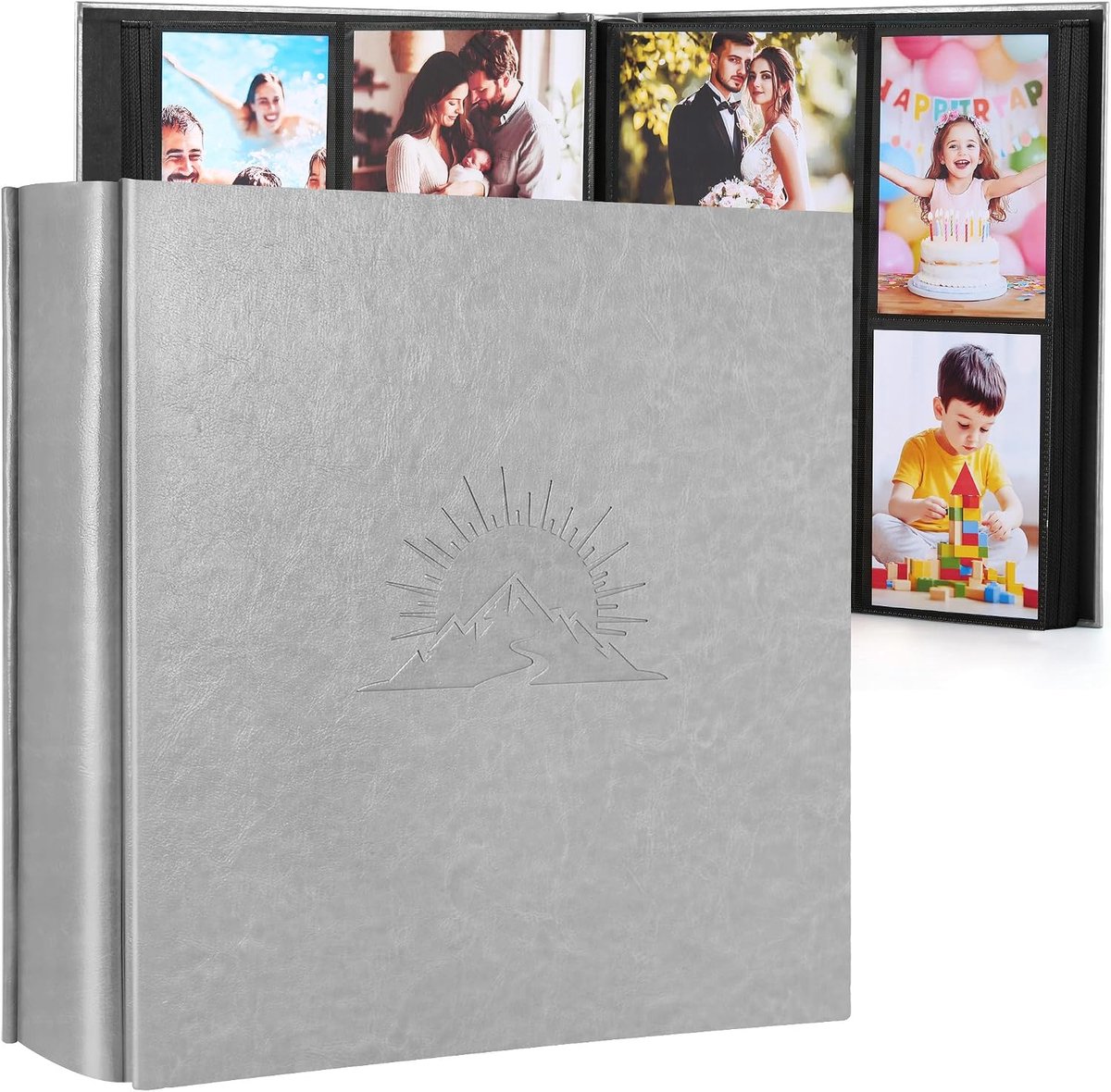 SnelShoppen - DazSpirit Fotoalbum 10 x 15 cm - Insteekalbum voor 1000 Foto's - Kunstleer met Elegant Reliëf - Bruiloft, Jubileum, Baby & Familie Herin