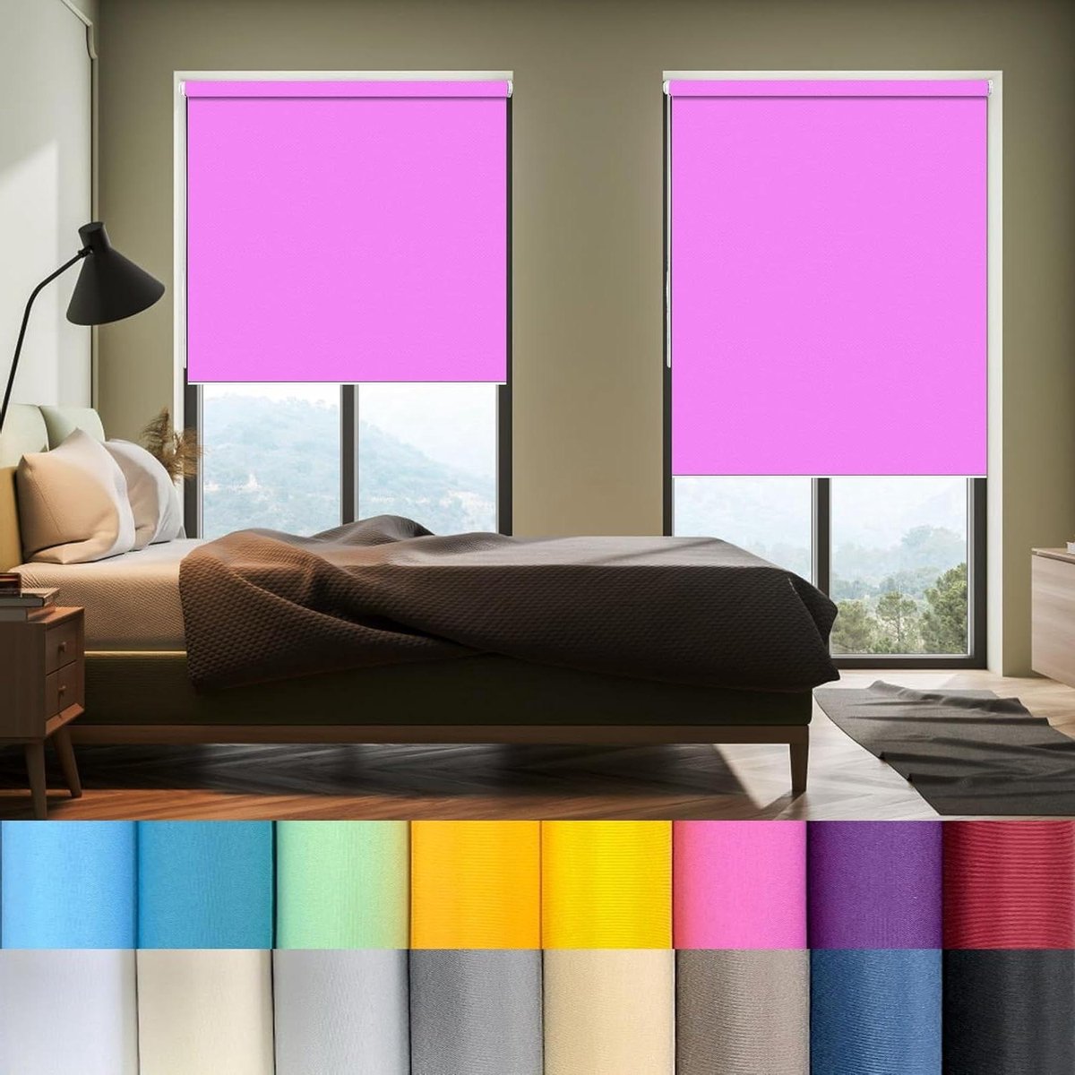 Dubbel Rolgordijn - Klemrolgordijn Verduisterend - Raamdecoratie - Montage Zonder Boren -