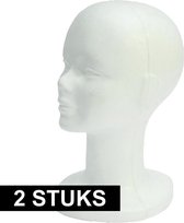 Piepschuim paspop/pruiken display hoofden 30 cm 2 stuks - Etalage/winkel materiaal